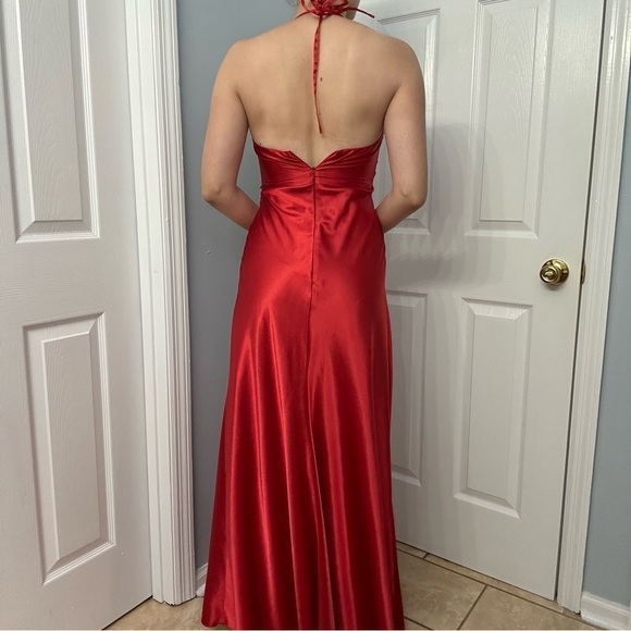 Vintage Jessica McClintock Dress Long Red Formal Satin Sexy Size 6 Extra Small - Picture 3 of 9